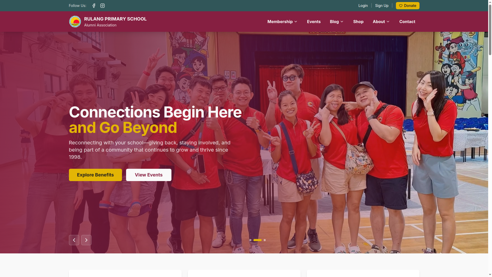 Rulang Alumni Association website homepage